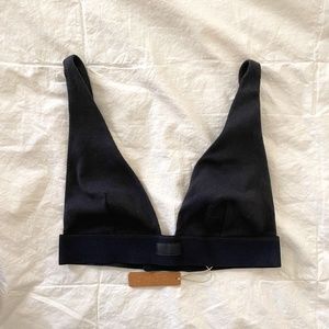 NWT SKIMS Cotton Plunge Bralette - Soot